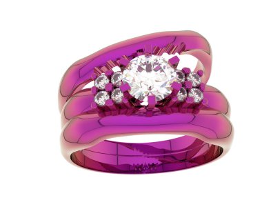 Nişan yüzüğü beyaz arkaplanda izole edildi