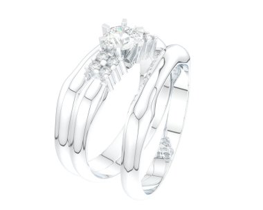 Nişan yüzüğü beyaz arkaplanda izole edildi