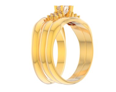 Nişan yüzüğü beyaz arkaplanda izole edildi