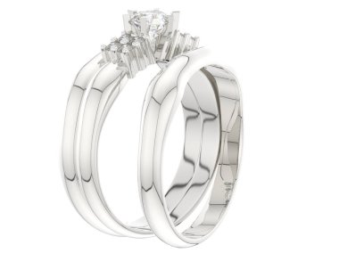 Nişan yüzüğü beyaz arkaplanda izole edildi