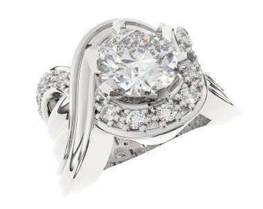 Nişan yüzüğü beyaz arkaplanda izole edildi