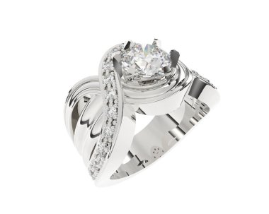 Nişan yüzüğü beyaz arkaplanda izole edildi