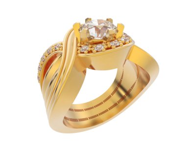 Nişan yüzüğü beyaz arkaplanda izole edildi