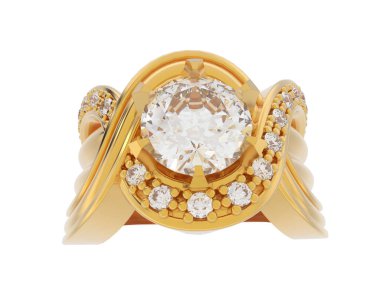 Nişan yüzüğü beyaz arkaplanda izole edildi