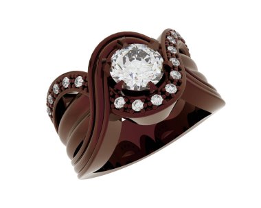 Nişan yüzüğü beyaz arkaplanda izole edildi