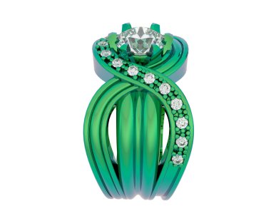 Nişan yüzüğü beyaz arkaplanda izole edildi