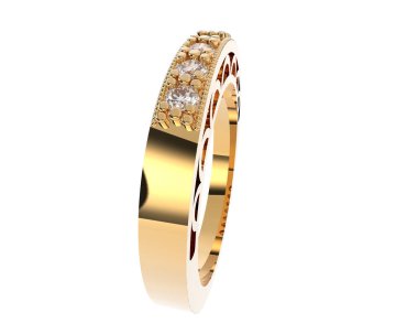 Nişan yüzüğü beyaz arkaplanda izole edildi