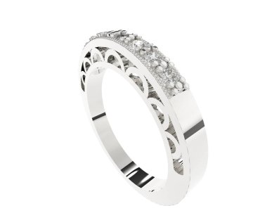 Nişan yüzüğü beyaz arkaplanda izole edildi