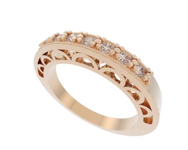 Nişan yüzüğü beyaz arkaplanda izole edildi