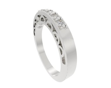 Lüks kadın yüzüğü beyaz arka planda izole edilmiş, 3D görüntüleme - illüstrasyon