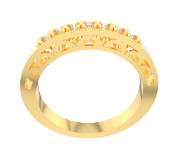 Lüks kadın yüzüğü beyaz arka planda izole edilmiş, 3D görüntüleme - illüstrasyon