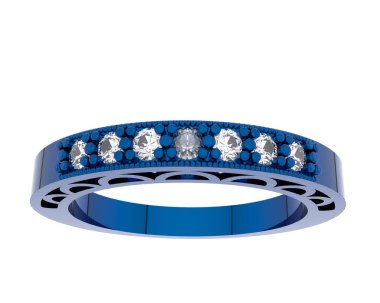 Lüks kadın yüzüğü beyaz arka planda izole edilmiş, 3D görüntüleme - illüstrasyon