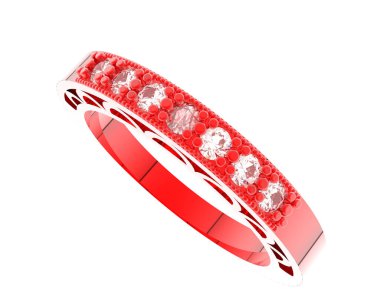 Lüks kadın yüzüğü beyaz arka planda izole edilmiş, 3D görüntüleme - illüstrasyon