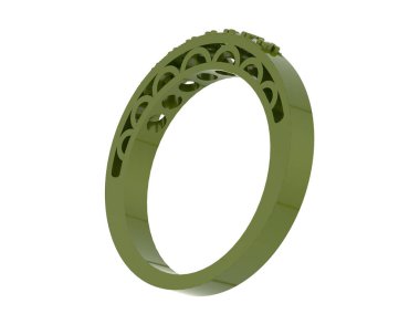 Lüks kadın yüzüğü beyaz arka planda izole edilmiş, 3D görüntüleme - illüstrasyon