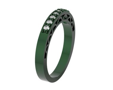 Lüks kadın yüzüğü beyaz arka planda izole edilmiş, 3D görüntüleme - illüstrasyon