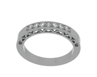 Lüks kadın yüzüğü beyaz arka planda izole edilmiş, 3D görüntüleme - illüstrasyon