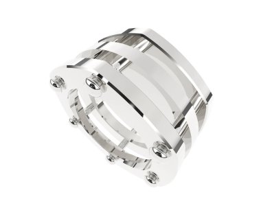 Lüks kadın yüzüğü beyaz arka planda izole edilmiş, 3D görüntüleme - illüstrasyon