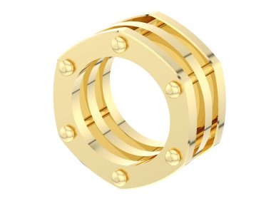 Lüks kadın yüzüğü beyaz arka planda izole edilmiş, 3D görüntüleme - illüstrasyon