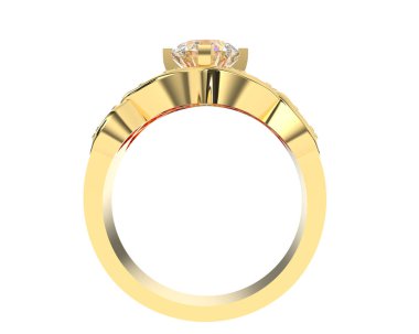 Lüks kadın yüzüğü beyaz arka planda izole edilmiş, 3D görüntüleme - illüstrasyon