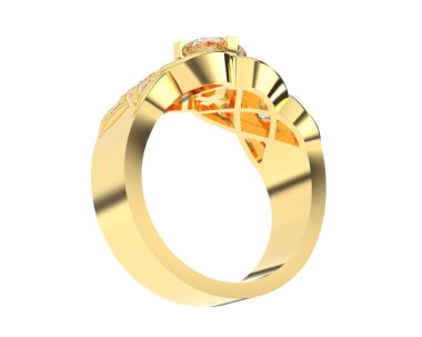 Lüks kadın yüzüğü beyaz arka planda izole edilmiş, 3D görüntüleme - illüstrasyon