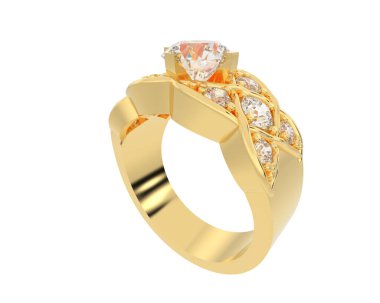 Lüks kadın yüzüğü beyaz arka planda izole edilmiş, 3D görüntüleme - illüstrasyon