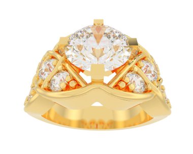 Lüks kadın yüzüğü beyaz arka planda izole edilmiş, 3D görüntüleme - illüstrasyon