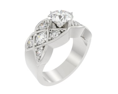 Lüks kadın yüzüğü beyaz arka planda izole edilmiş, 3D görüntüleme - illüstrasyon