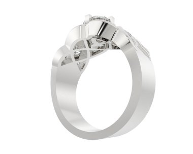 Lüks kadın yüzüğü beyaz arka planda izole edilmiş, 3D görüntüleme - illüstrasyon