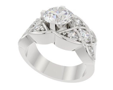 Lüks kadın yüzüğü beyaz arka planda izole edilmiş, 3D görüntüleme - illüstrasyon