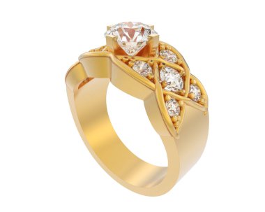 Lüks kadın yüzüğü beyaz arka planda izole edilmiş, 3D görüntüleme - illüstrasyon