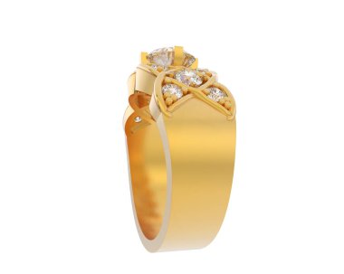 Lüks kadın yüzüğü beyaz arka planda izole edilmiş, 3D görüntüleme - illüstrasyon