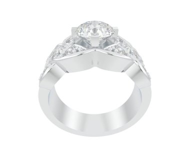 Lüks kadın yüzüğü beyaz arka planda izole edilmiş, 3D görüntüleme - illüstrasyon