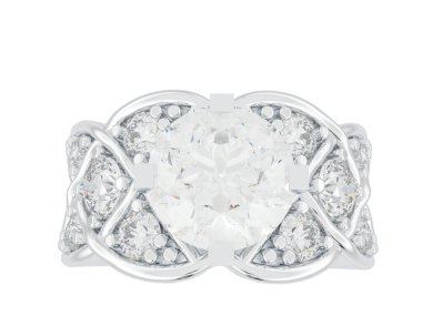 Lüks kadın yüzüğü beyaz arka planda izole edilmiş, 3D görüntüleme - illüstrasyon