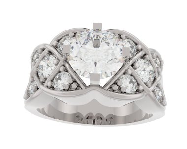 Lüks kadın yüzüğü beyaz arka planda izole edilmiş, 3D görüntüleme - illüstrasyon