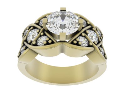 Lüks kadın yüzüğü beyaz arka planda izole edilmiş, 3D görüntüleme - illüstrasyon