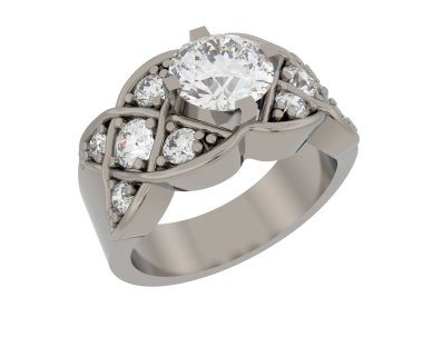 Lüks kadın yüzüğü beyaz arka planda izole edilmiş, 3D görüntüleme - illüstrasyon