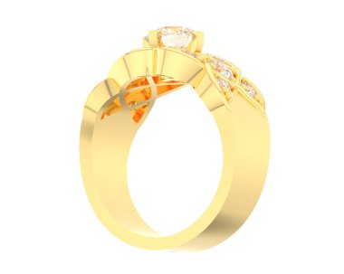 Lüks kadın yüzüğü beyaz arka planda izole edilmiş, 3D görüntüleme - illüstrasyon