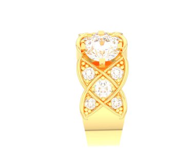 Lüks kadın yüzüğü beyaz arka planda izole edilmiş, 3D görüntüleme - illüstrasyon