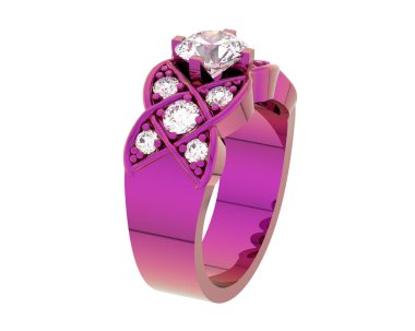 Lüks kadın yüzüğü beyaz arka planda izole edilmiş, 3D görüntüleme - illüstrasyon