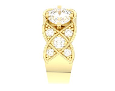 Lüks kadın yüzüğü beyaz arka planda izole edilmiş, 3D görüntüleme - illüstrasyon