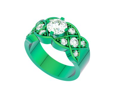 Lüks kadın yüzüğü beyaz arka planda izole edilmiş, 3D görüntüleme - illüstrasyon