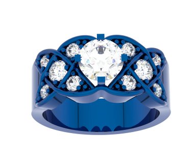 Lüks kadın yüzüğü beyaz arka planda izole edilmiş, 3D görüntüleme - illüstrasyon