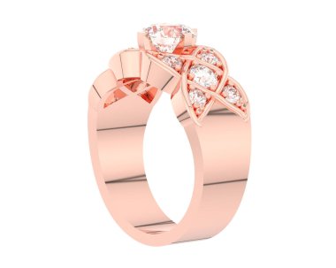 Lüks kadın yüzüğü beyaz arka planda izole edilmiş, 3D görüntüleme - illüstrasyon