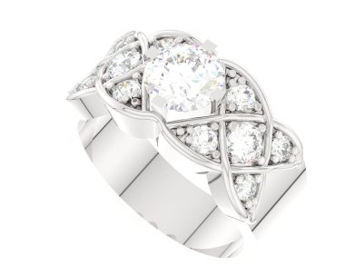 Lüks kadın yüzüğü beyaz arka planda izole edilmiş, 3D görüntüleme - illüstrasyon