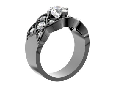 Lüks kadın yüzüğü beyaz arka planda izole edilmiş, 3D görüntüleme - illüstrasyon