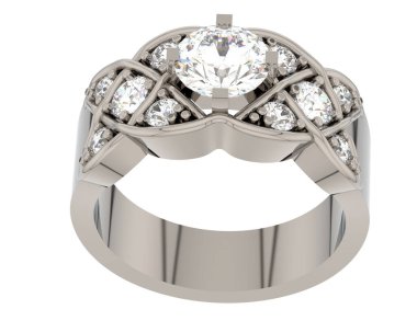 Lüks kadın yüzüğü beyaz arka planda izole edilmiş, 3D görüntüleme - illüstrasyon