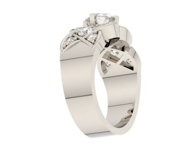 Lüks kadın yüzüğü beyaz arka planda izole edilmiş, 3D görüntüleme - illüstrasyon