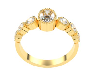 Lüks kadın yüzüğü beyaz arka planda izole edilmiş, 3D görüntüleme - illüstrasyon