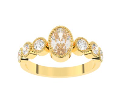 Lüks kadın yüzüğü beyaz arka planda izole edilmiş, 3D görüntüleme - illüstrasyon