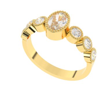 Lüks kadın yüzüğü beyaz arka planda izole edilmiş, 3D görüntüleme - illüstrasyon